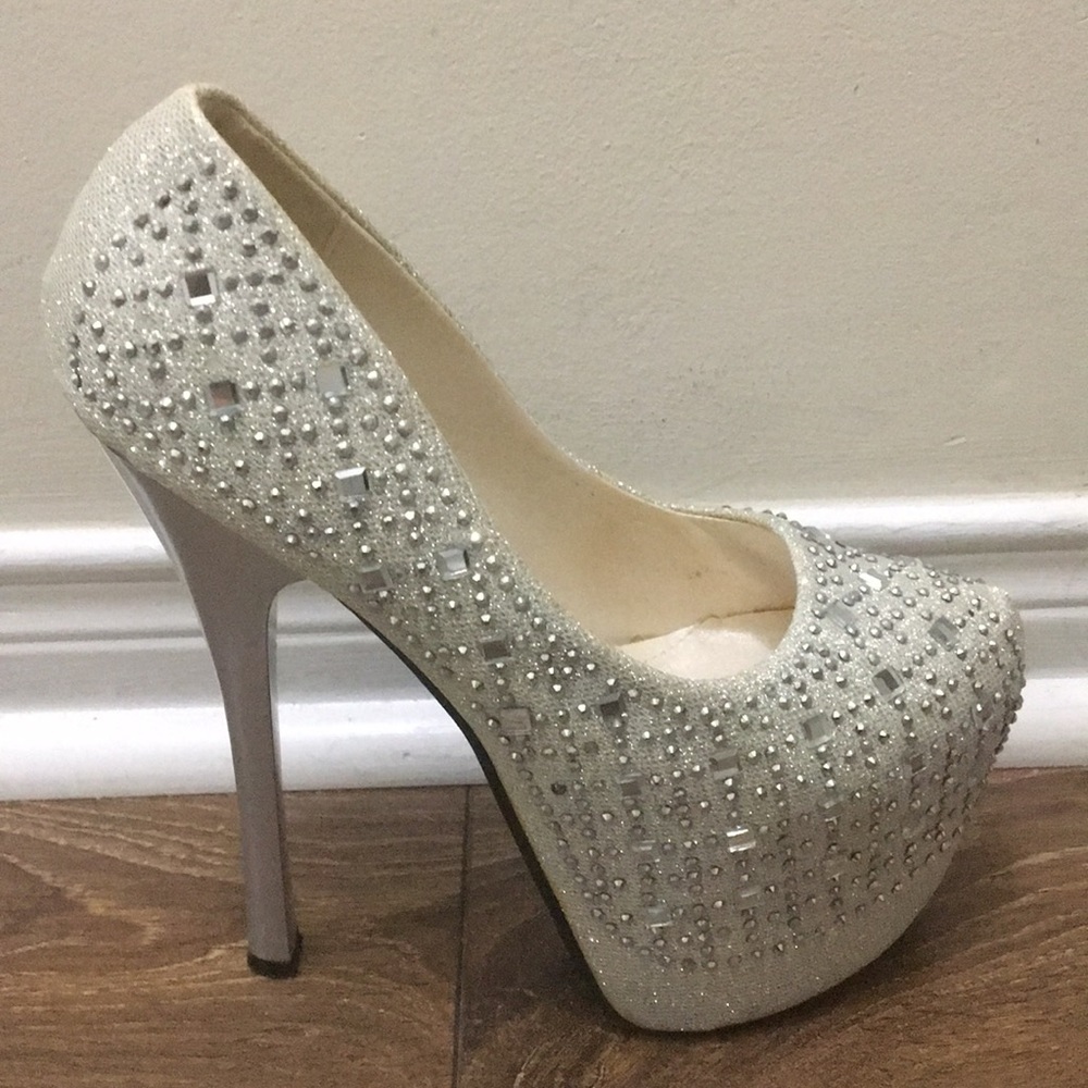 Silver Rhinestone Pumps - Picture 6 of 11